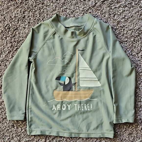 GUC Carter's Ahoy There! Toucan Sailboat Swim Set Rash Guard Size 18-24 Months - Picture 3 of 10